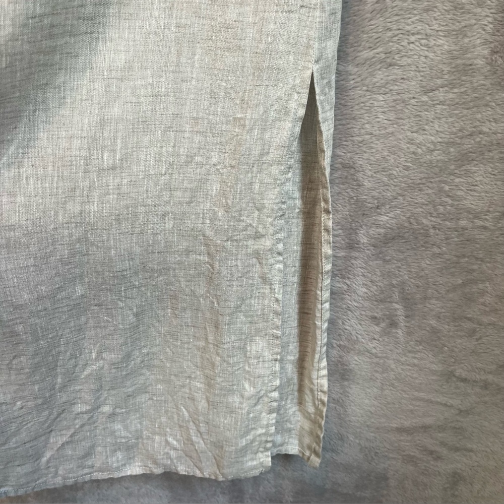 Harshman 100% Linen Tan Oatmeal Button Down Maxi Dress Size Large Collared - Picture 7 of 16